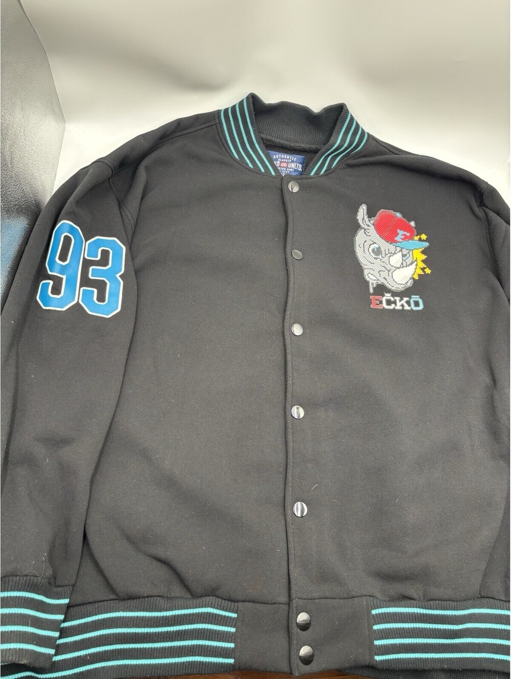 Ecko Unltd. Varsity Jacket Men’s 5XL Black Snap Front
